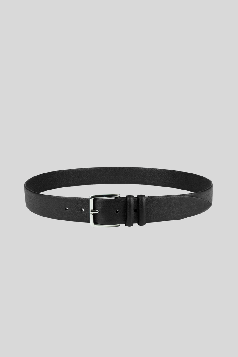 NWT Gavazzeni Classic Black Pebbled Leather Belt Pebble Grained Calfskin Belt - Black main image 4
