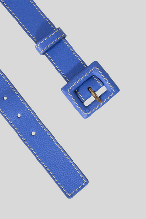 Barbara Grained Leather Belt  Bluette