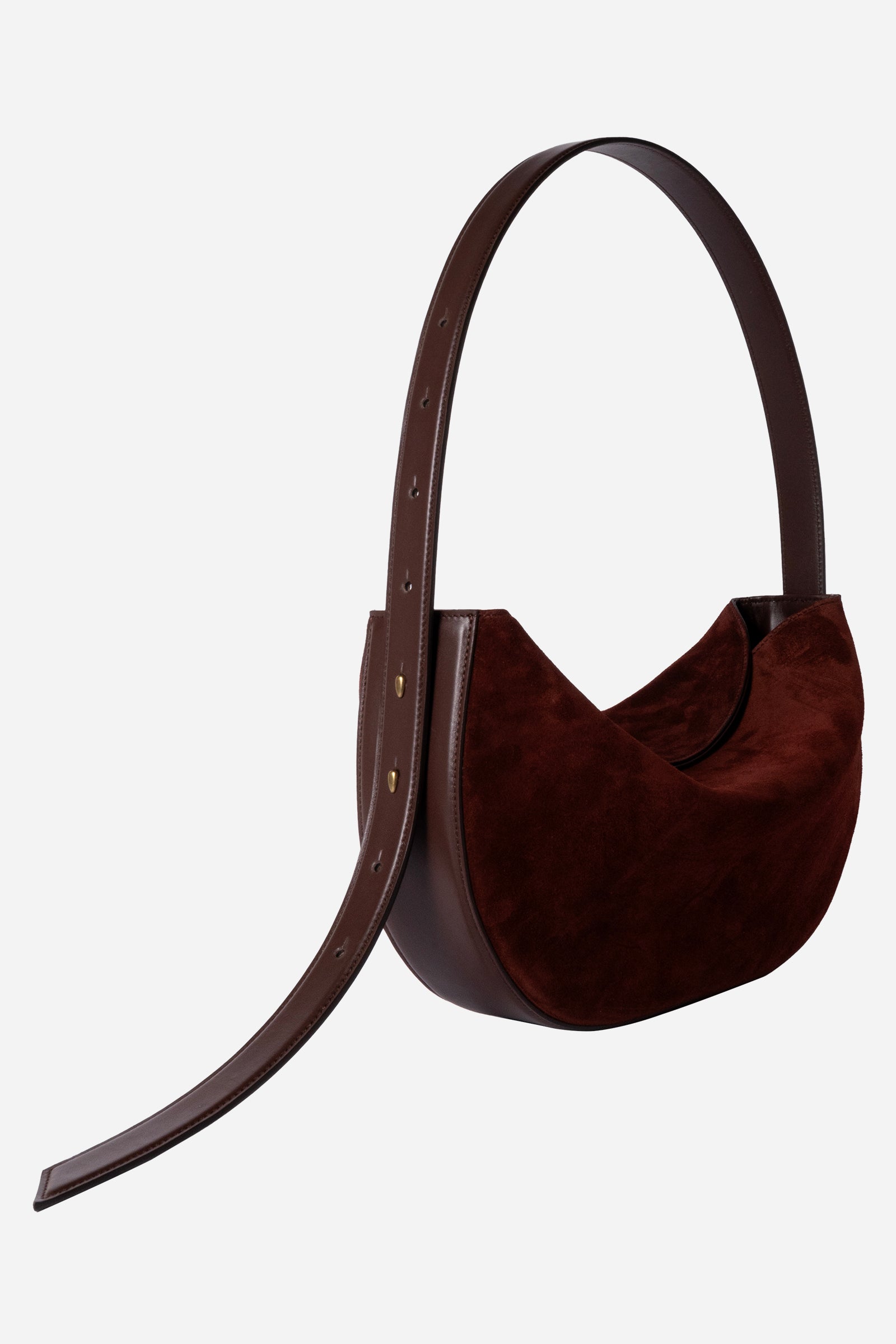 Borsa Ophelia mezzaluna in Suede Bordeaux