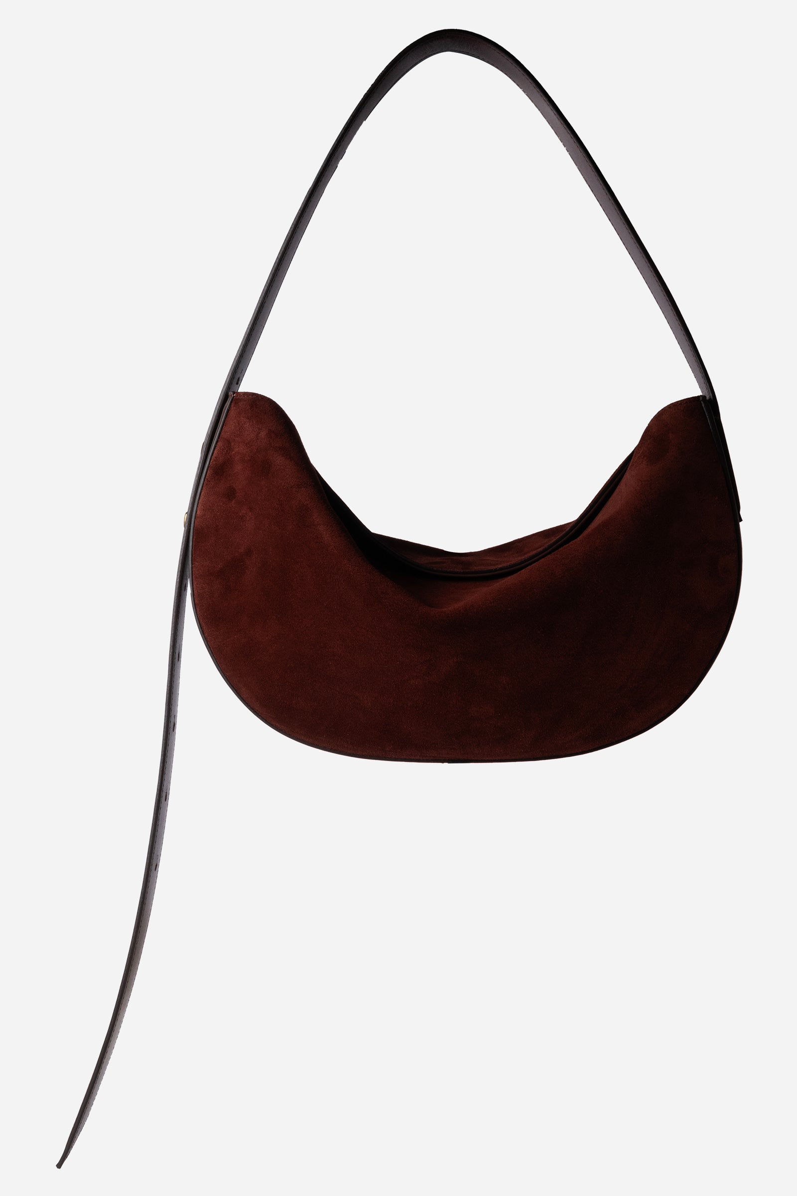 Borsa Ophelia mezzaluna in Suede Bordeaux