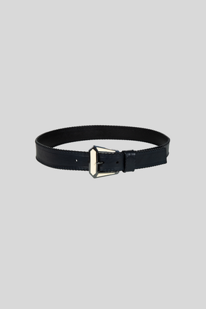 Claudia Straight Genuine Leather Belt with Colored Buckle
