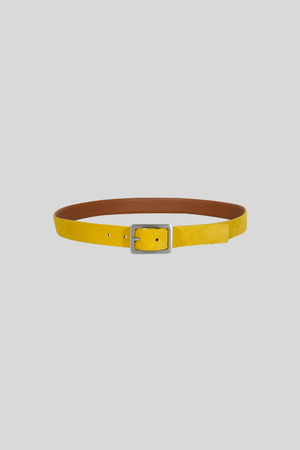 India Reversible Belt in Yellow Leather and Suede