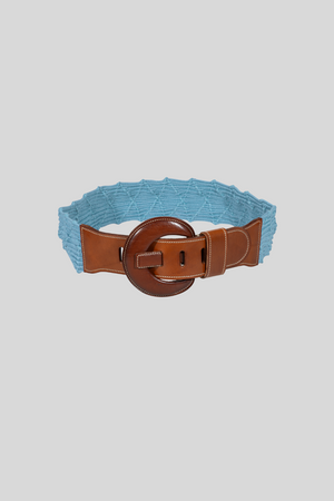 Naxos Blue Leather Elastic Belt
