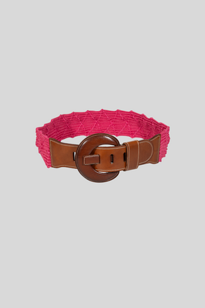 Naxos Pink Leather Elastic Belt