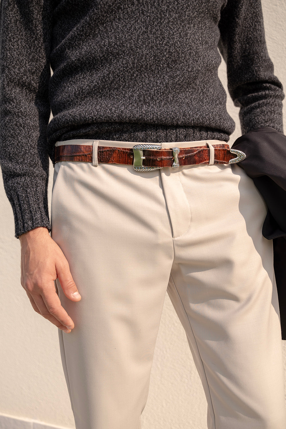 Olimpo Cintura in pelle stampa coccodrillo