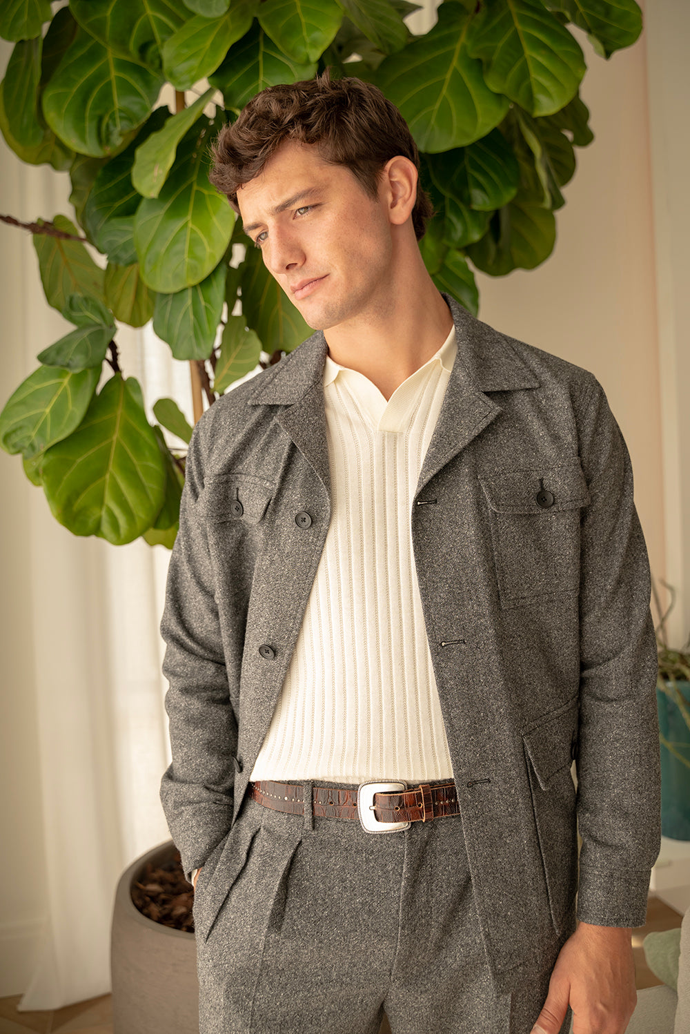 Fuji Cintura in pelle stampa coccodrillo