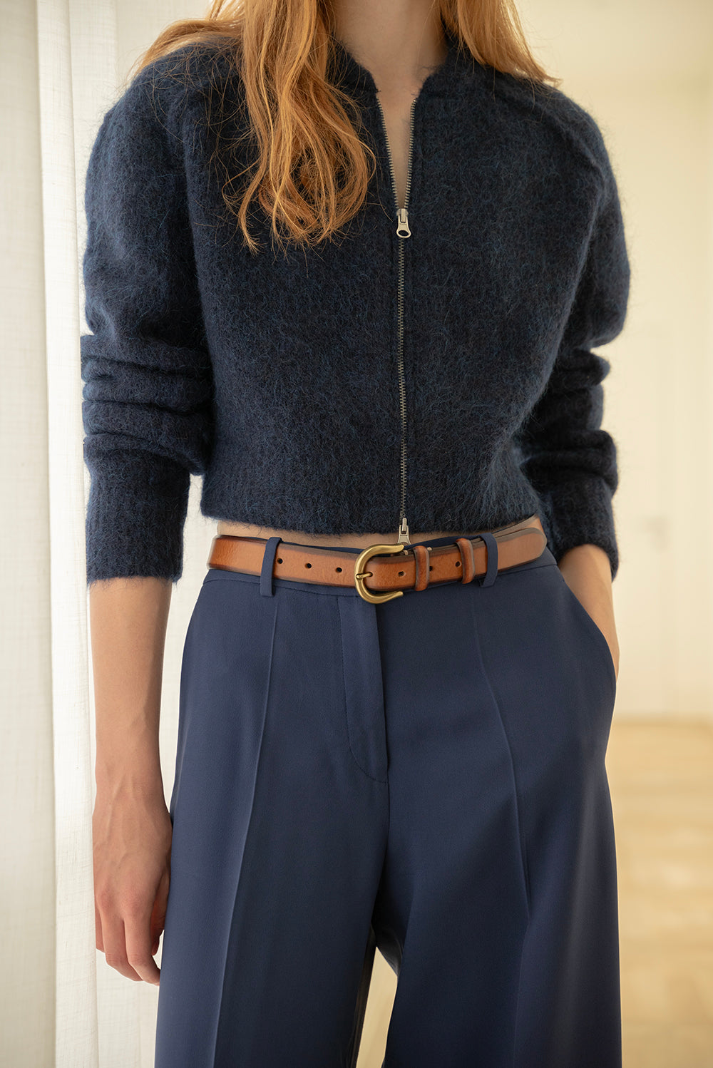 Caterina Cintura in Pelle liscia Fango