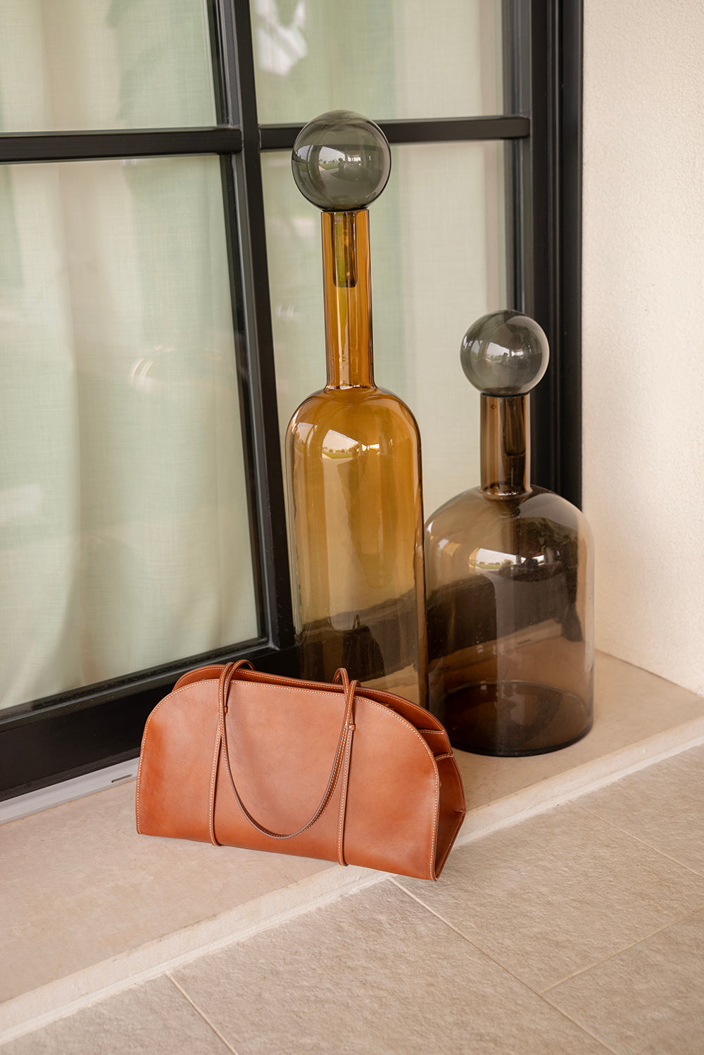 Borsa Jacqueline in Pelle Liscia Cuoio