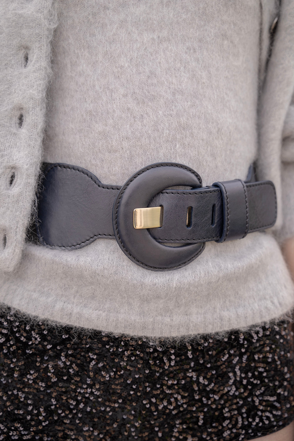 Marta Cintura in elastico di lana con fibbia ricoperta