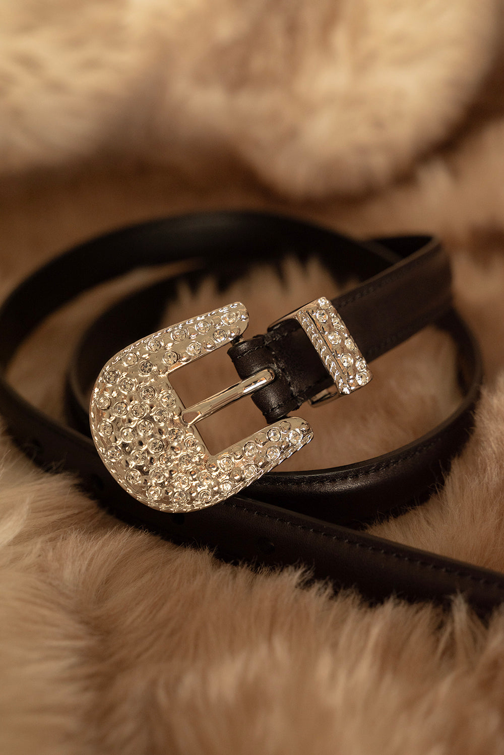 Midia Cintura in pelle liscia fibbia gioiello