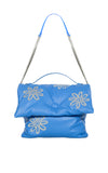 Vitto M in Smooth Leather Embroidery Flowers  Light Blue 