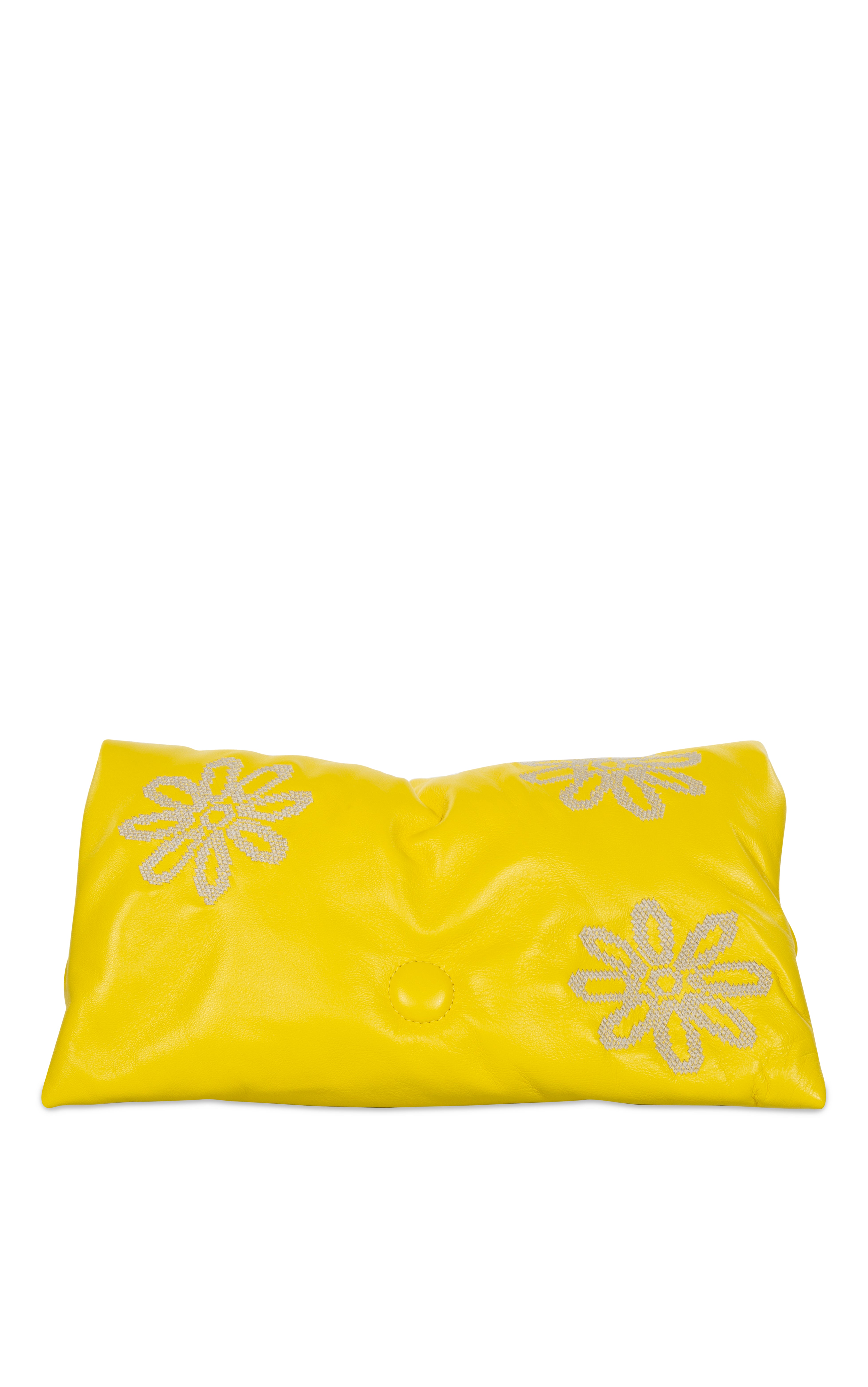 Vitto Pochette in Pelle Liscia ricamo fiori Giallo