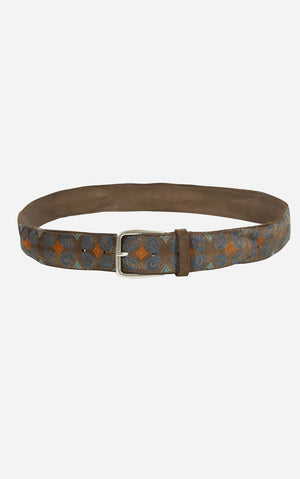Capri suede leather belt with embroidery