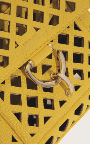 Penelope S In Yellow Perforated Grainy Leather